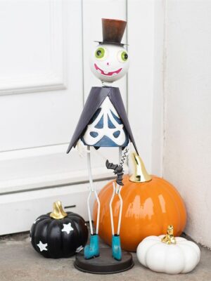 Metal Skeleton Ornament with Top Hat