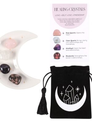 Love Healing Crystal Set with Moon Trinket Dish