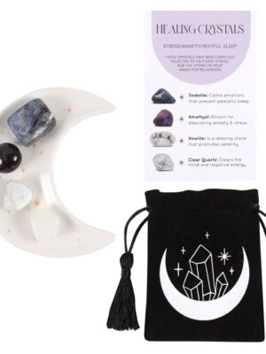 Stress Healing Crystal Set with Moon Trinket Dish