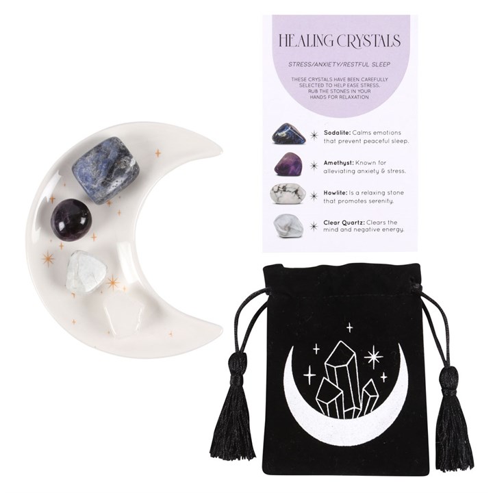 Stress Relief Crystal Set with Moon Dish