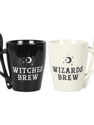 Witch and Wizard Couples Mug and Spoon Set