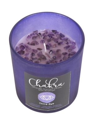 Third Eye Chakra Lavender Crystal Chip Candle