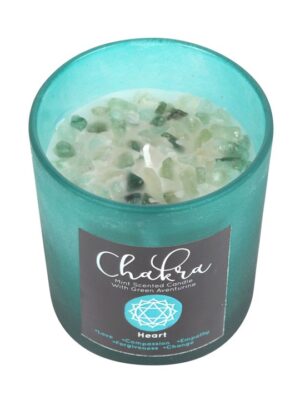 Heart Chakra Mint Crystal Chip Candle