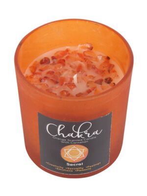 Sacral Chakra Orange Crystal Chip Candle