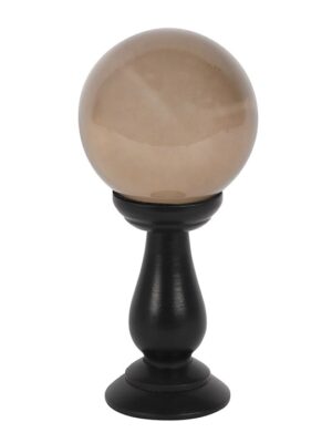 Small Smoke Grey Crystal Ball on Stand