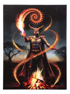 19x25cm Fire Element Wizard Canvas Plaque by Anne Stokes