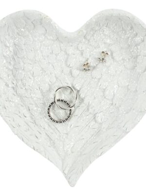 Glitter Heart Shaped Angel Wing Trinket Dish