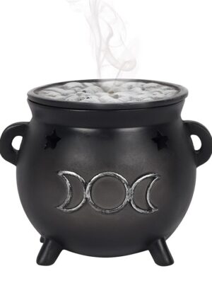 Triple Moon Cauldron Incense Cone Holder