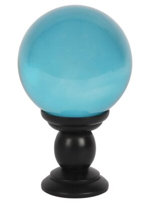 Large Teal Crystal Ball on Stand