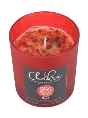 Root Chakra Strawberry Crystal Chip Candle