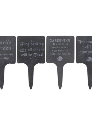 Set of 4 Slate Gothic Garden Signs