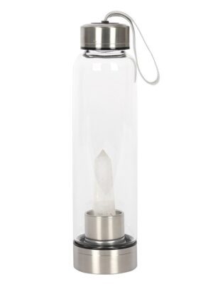 Clear Quartz Energising Glass Water Bottle
