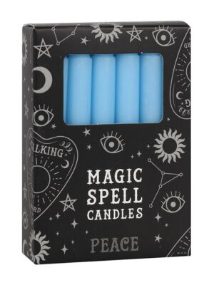 Set of 12 Light Blue 'Peace' Spell Candles