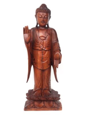 Natural Acacia Wood Standing Buddha