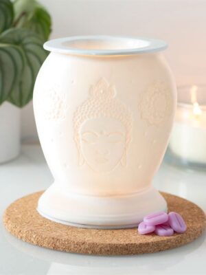 White Ceramic Buddha Electric Oil Burner and Wax Warmer