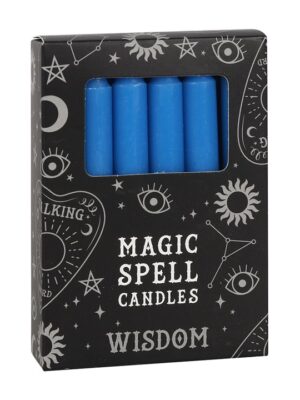 Set of 12 Blue 'Wisdom' Spell Candles