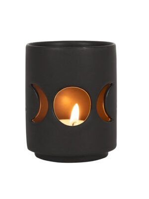 Small Black Triple Moon Cut Out Tealight Holder