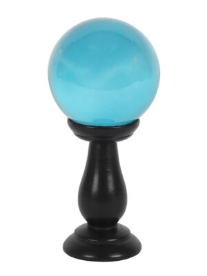 Small Teal Crystal Ball on Stand