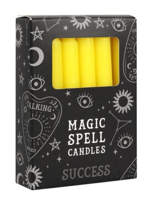 Set of 12 Yellow 'Success' Spell Candles