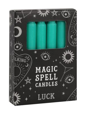 Set of 12 Green 'Luck' Spell Candles