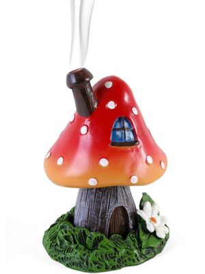 Red Smoking Toadstool Incense Cone Holder