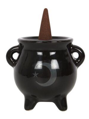 Mystical Moon Cauldron Ceramic Incense Holder