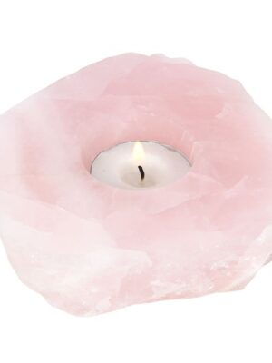 Rose Quartz Crystal Tealight Holder