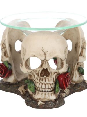 Resin and Glass Skull Rose Oil Burner