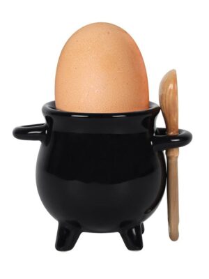 Cauldron Egg Cup with Broom Spoon