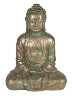 Verdigris Effect 58cm Hands In Lap Sitting Garden Buddha
