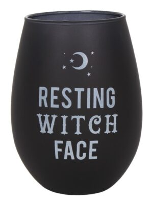 Resting Witch Face Stemless Wine Glass