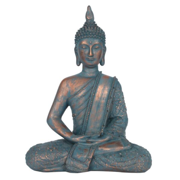 This blue and copper Buddha is simply striking and will look great in a variety of homes. Blue 26cm Buddha