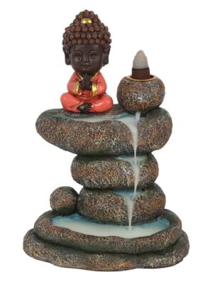 Red Buddha and Rock Pond Backflow Incense Burner
