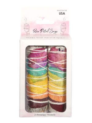 Set of 2 Rose Petal Sage Smudge Wands