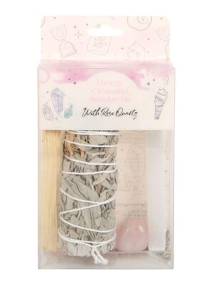 Smudge Kit with Rose Quartz Crystal