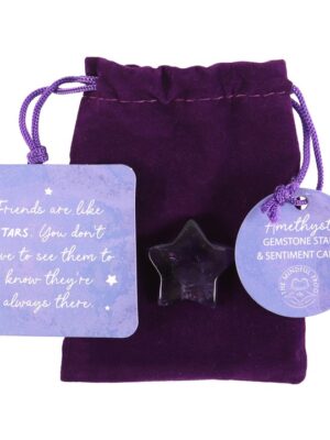 Friends Are Like Stars Lucky Amethyst Crystal Star in a Bag