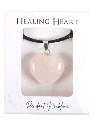 Rose Quartz Healing Crystal Heart Necklace