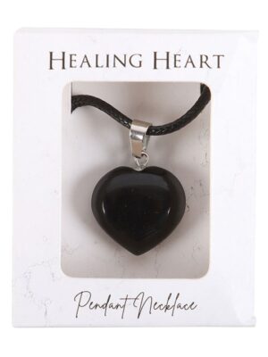 Black Obsidian Healing Crystal Heart Necklace