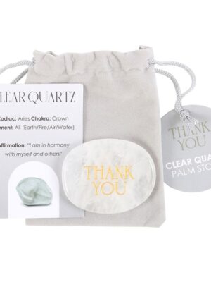 Thank You Clear Quartz Crystal Palm Stone