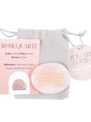 You Are Loved Rose Quartz Crystal Palm Stone