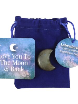 Love You to the Moon Labradorite Crystal Moon in a Bag