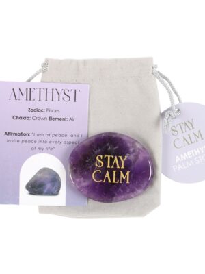Stay Calm Amethyst Crystal Palm Stone