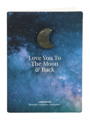 Moon & Back Labradorite Crystal Moon Greeting Card