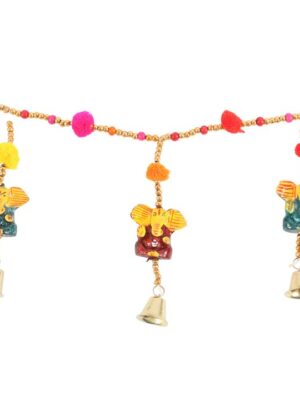 Hanging Ganesh Garland with Beads and Bells