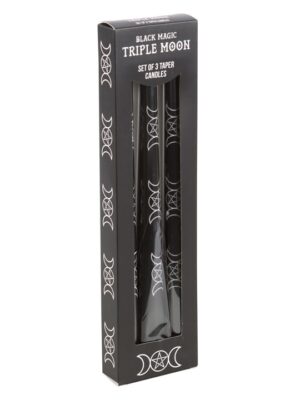 Set of 3 Black Magic Triple Moon Taper Candles