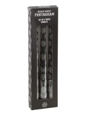 Set of 3 Black Magic Pentagram Taper Candles