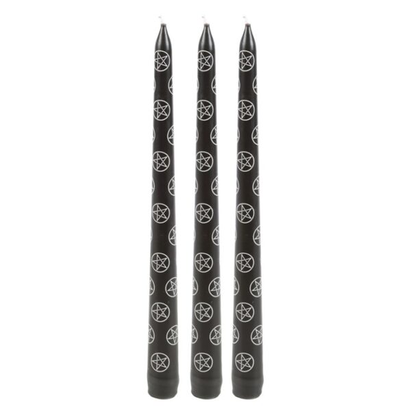 Set of 3 Black Magic Pentagram Taper Candles