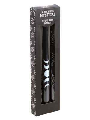 Set of 3 Black Magic Mystical Taper Candles
