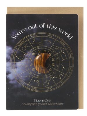 Out Of This World Tiger's Eye Crystal Moon Greeting Card