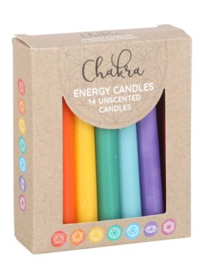 Pack of 14 Unscented Chakra Energy Candles